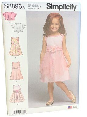 Simplicity Girls Dress Sewing Pattern Size 3 4 5 6 7 8 S8896 - Uncut